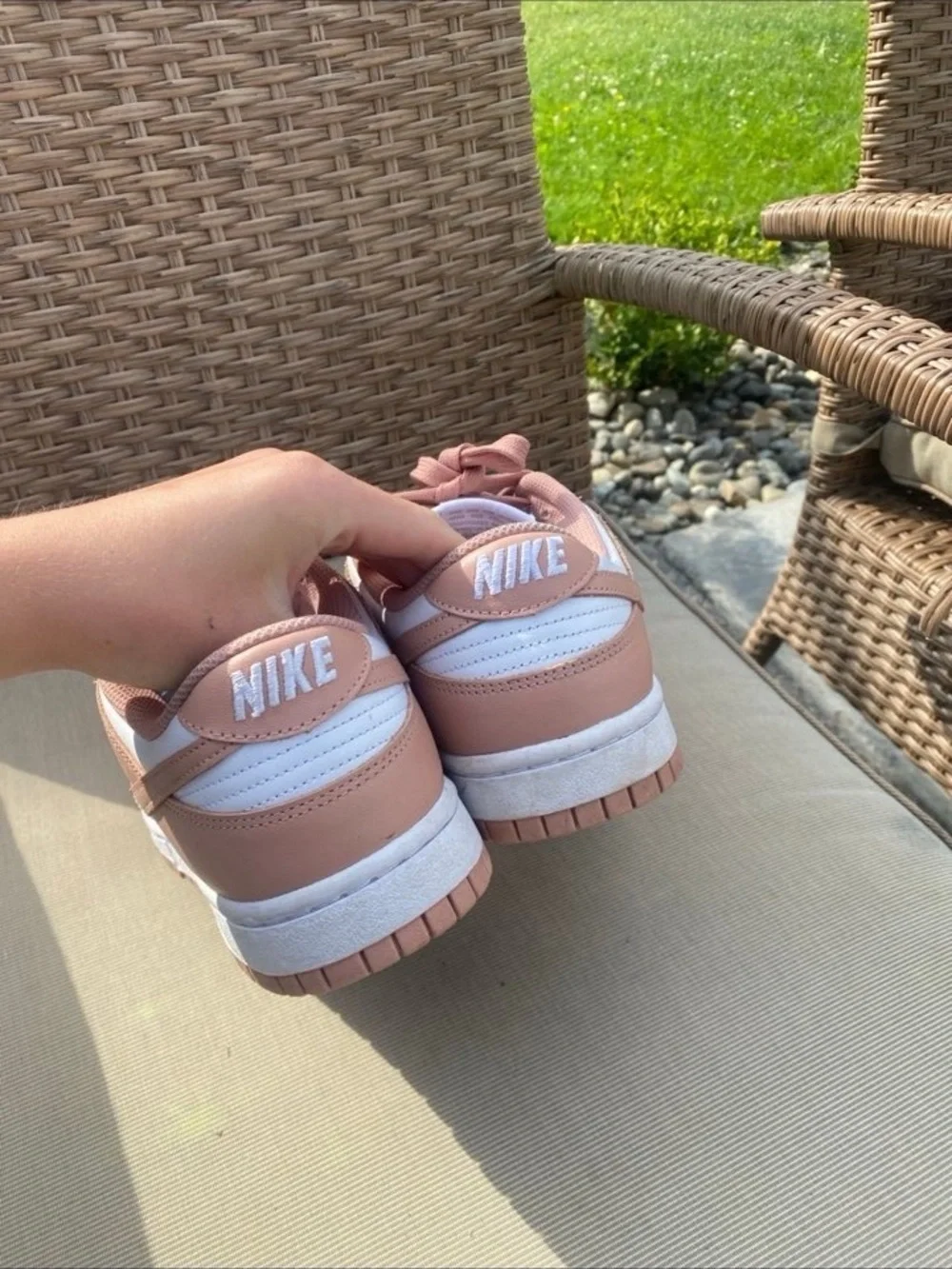 Nike Women’s Low-Top Sneakers in Dusty Rose and White